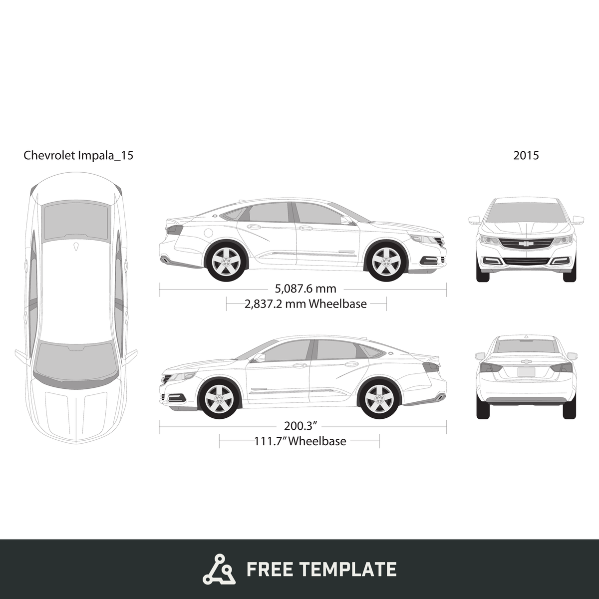 2015 Chevy Impala free vector vehicle wrap template - GravBase