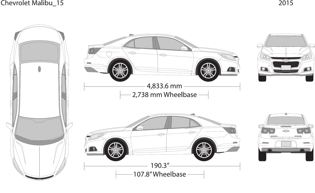 2015 Chevy Malibu vector wrap template, Design-Ready PDF - GravBase