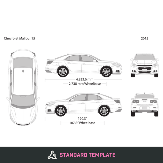 2015 Chevy Malibu vector wrap template, Design-Ready PDF - GravBase