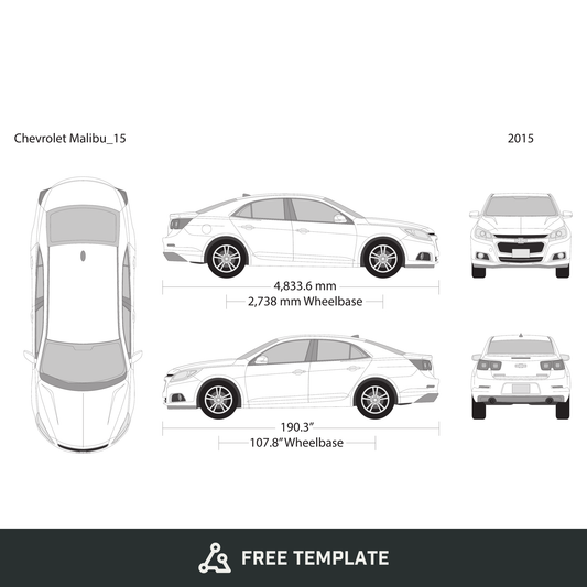 2015 Chevy Malibu free vector vehicle wrap template - GravBase