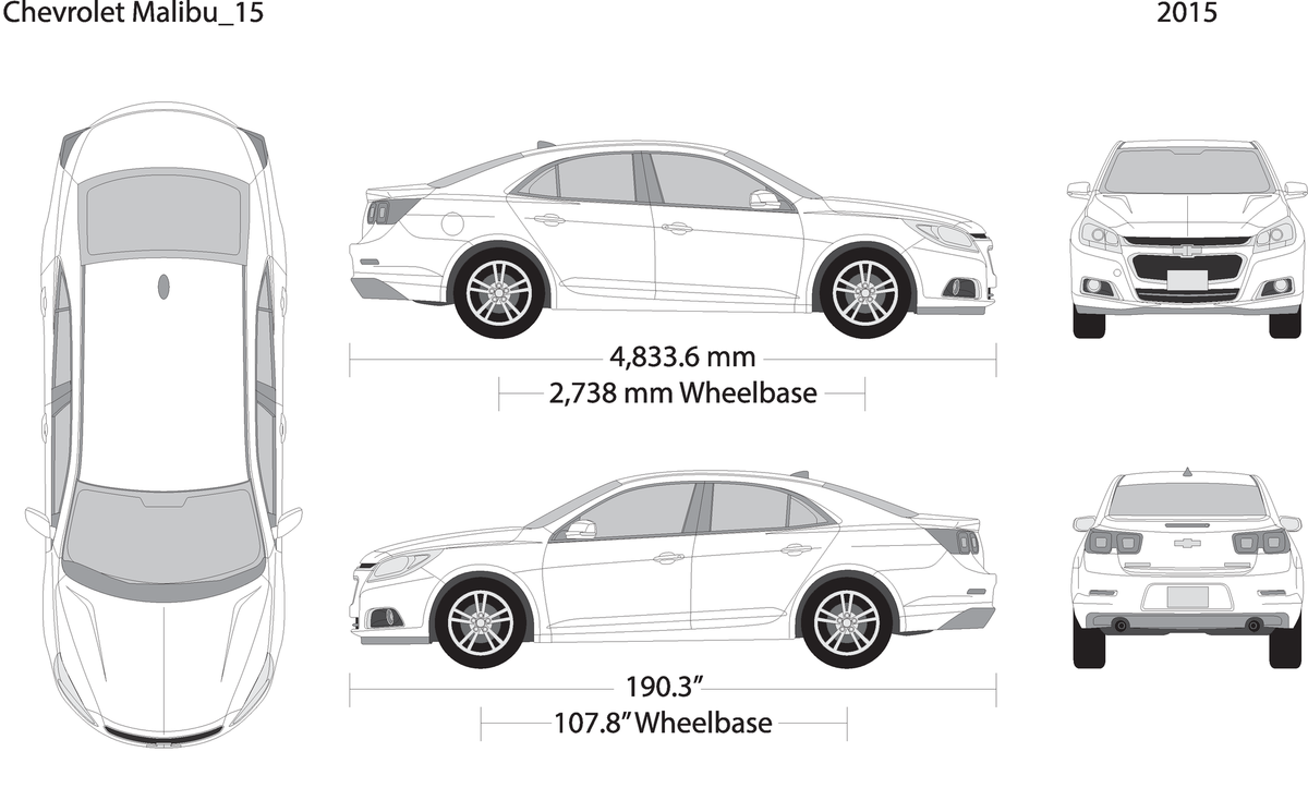2015 Chevy Malibu V15 Vehicle Wrap Template