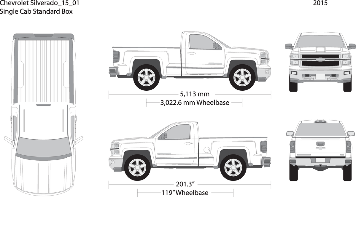 2015 Chevy Silverado 1500 V01 Vehicle Wrap Template