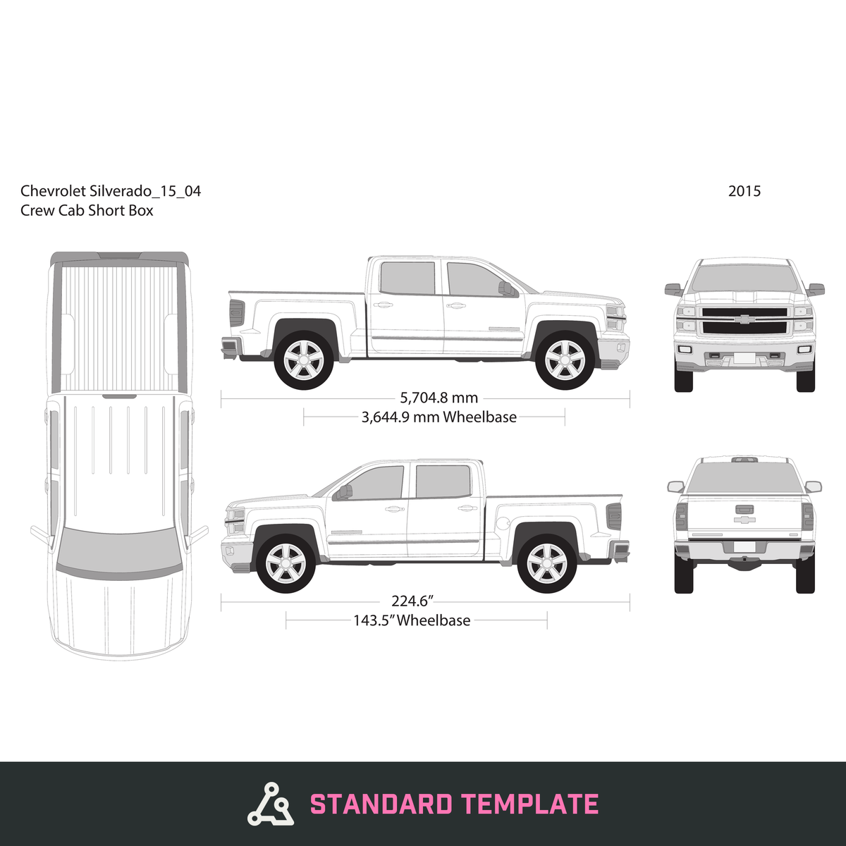 2015 Chevy Silverado 1500 vector wrap template V04, Design-Ready PDF - GravBase