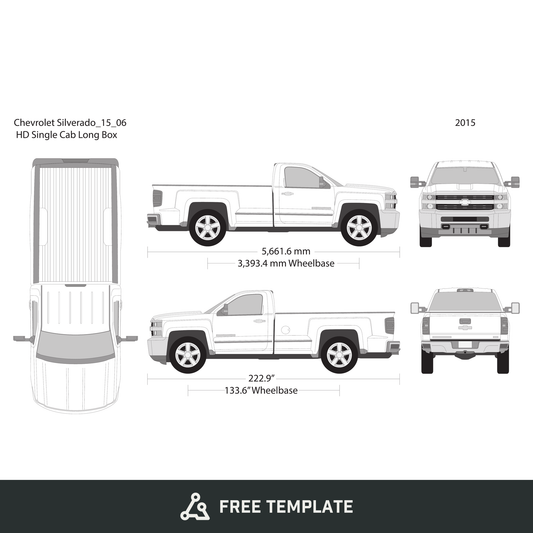 2015 Chevy Silverado 2500-3500 HD free vector vehicle wrap template - GravBase