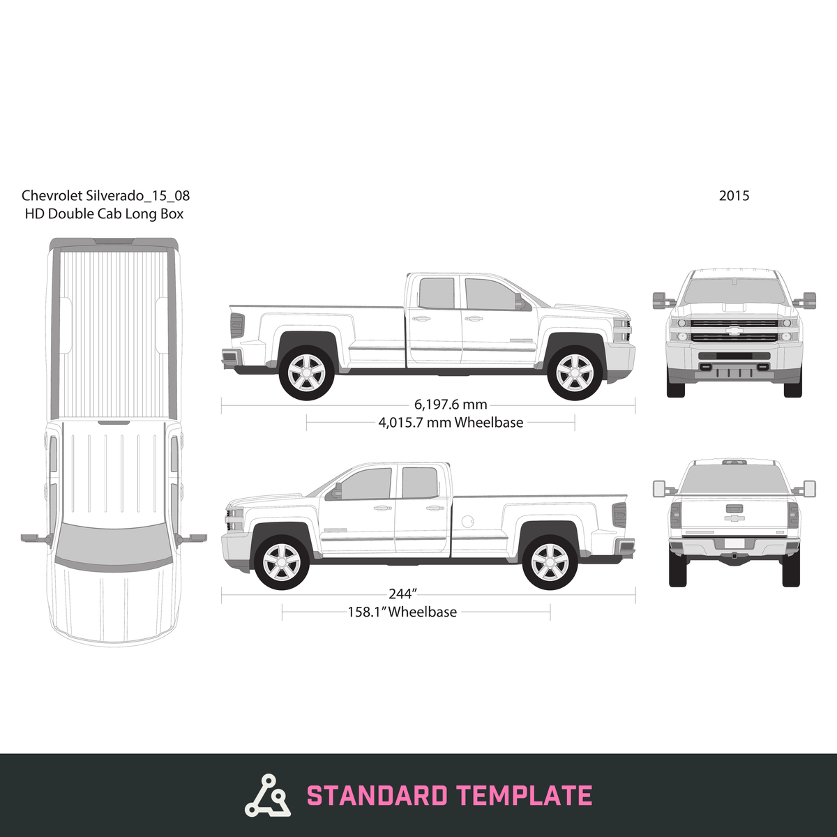 2015 Chevy Silverado 2500-3500 HD vector wrap template V08, Design-Ready PDF - GravBase
