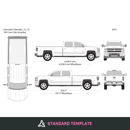 2015 Chevy Silverado 2500-3500 HD vector wrap template V10, Design-Ready PDF - GravBase