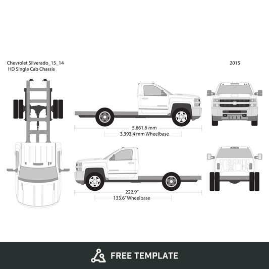 2015 Chevy Silverado 2500-3500 HD free vector vehicle wrap template - GravBase