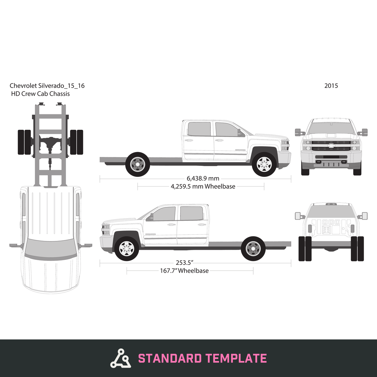 2015 Chevy Silverado 2500-3500 HD vector wrap template V16, Design-Ready PDF - GravBase