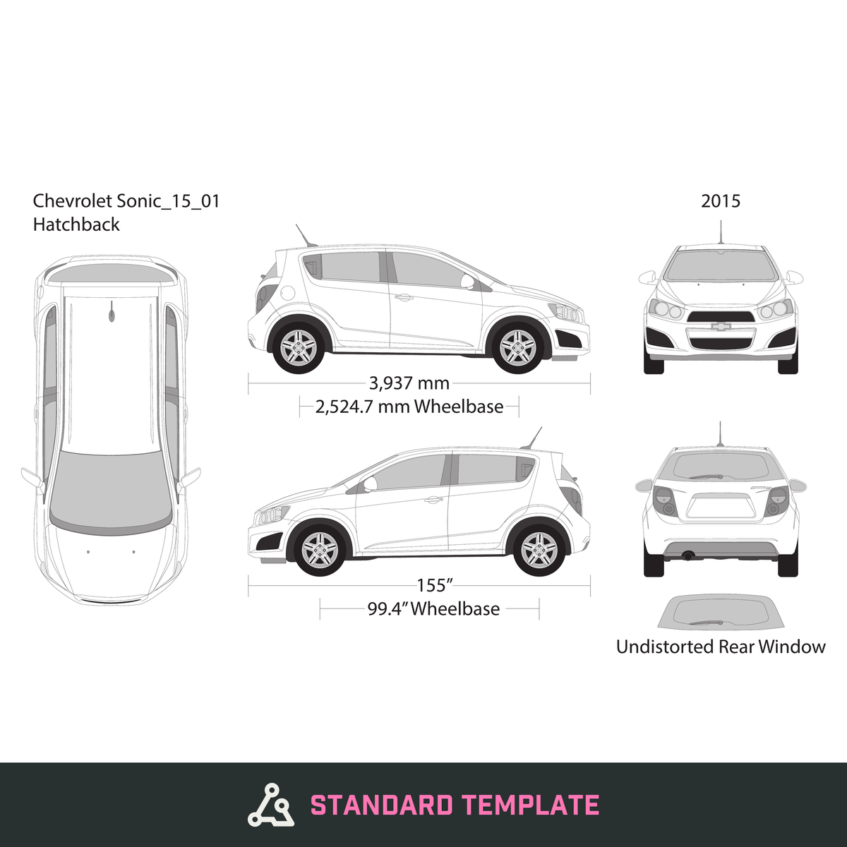 2015 Chevy Sonic vector wrap template V01, Design-Ready PDF - GravBase