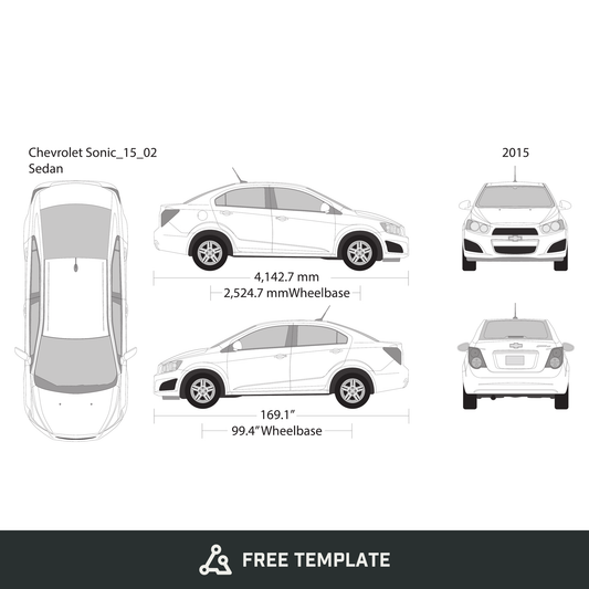 2015 Chevy Sonic free vector vehicle wrap template - GravBase