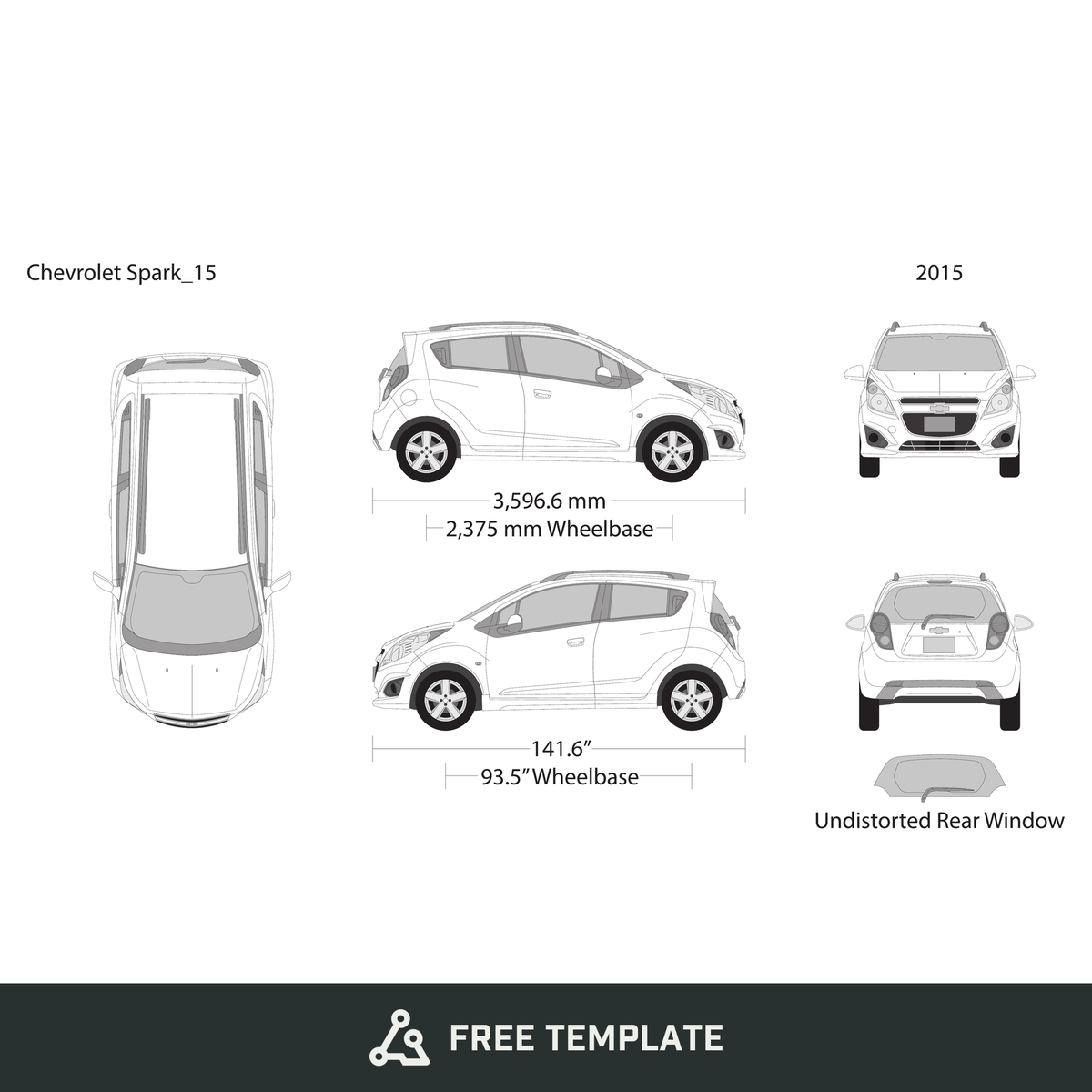 2015 Chevy Spark free vector vehicle wrap template - GravBase