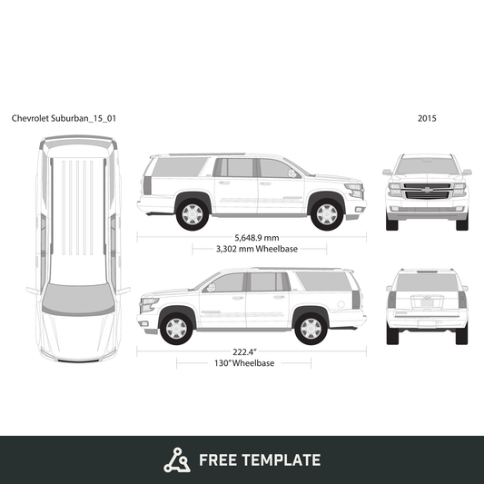 2015 Chevy Suburban free vector vehicle wrap template - GravBase