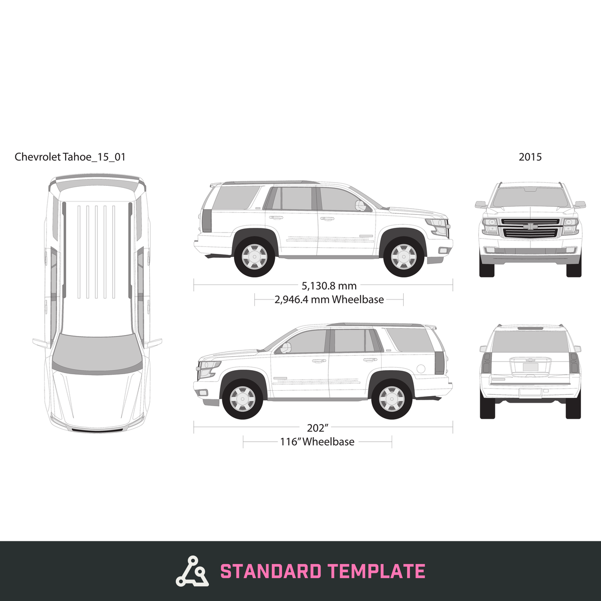 2015 Chevy Tahoe vector wrap template, Design-Ready PDF - GravBase