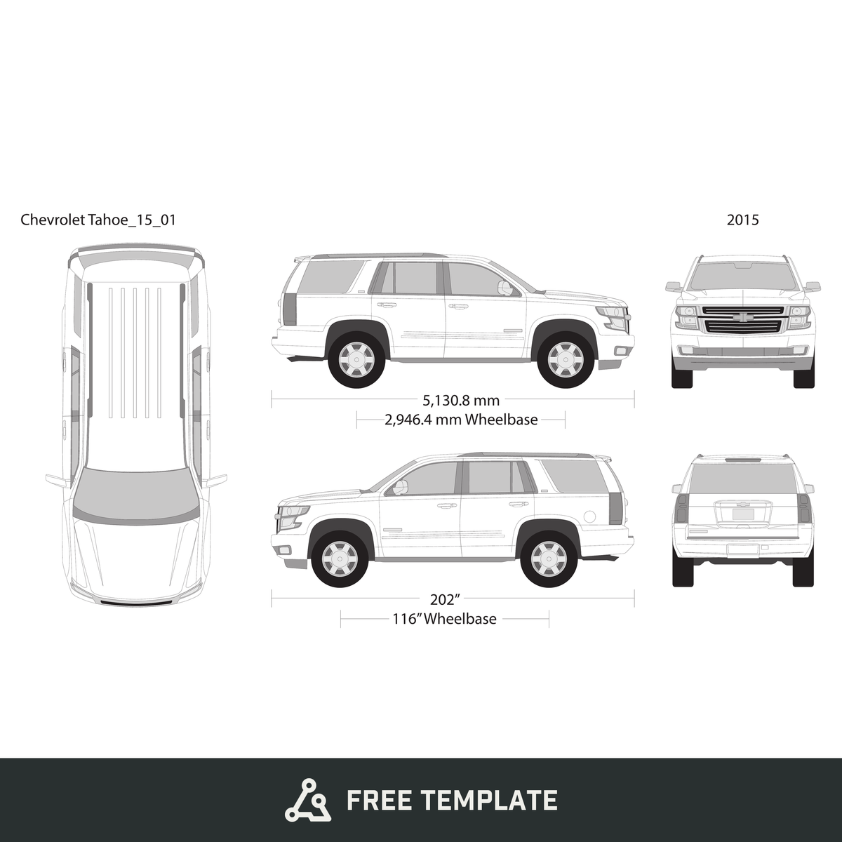 2015 Chevy Tahoe free vector vehicle wrap template - GravBase