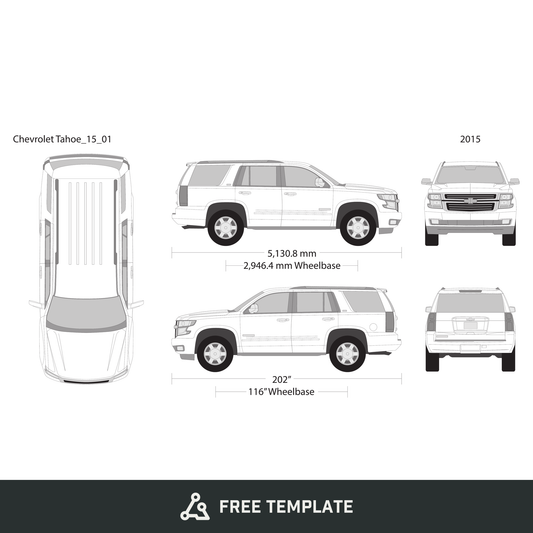 2015 Chevy Tahoe free vector vehicle wrap template - GravBase