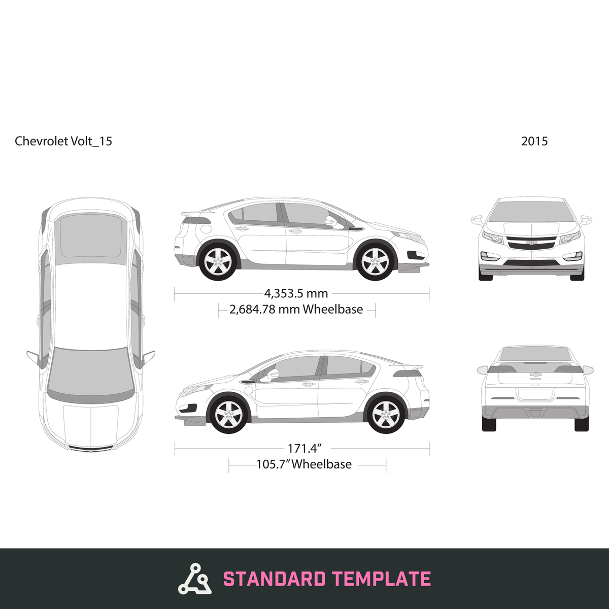 2015 Chevy Volt vector wrap template, Design-Ready PDF - GravBase