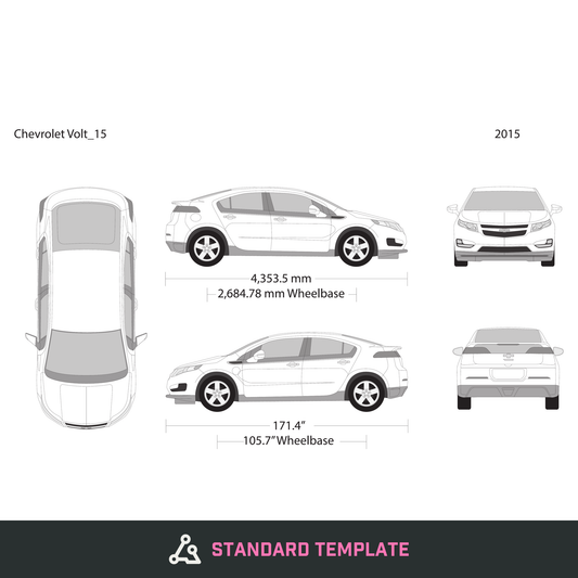 2015 Chevy Volt vector wrap template, Design-Ready PDF - GravBase