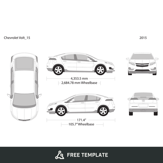 2015 Chevy Volt free vector vehicle wrap template - GravBase