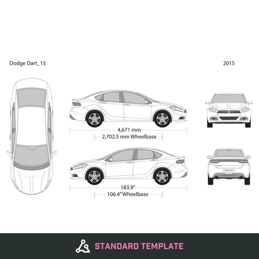 2015 Dodge Dart vector wrap template, Design-Ready PDF - GravBase