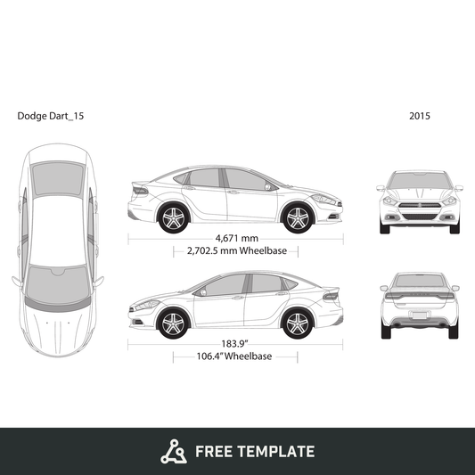 2015 Dodge Dart free vector vehicle wrap template - GravBase