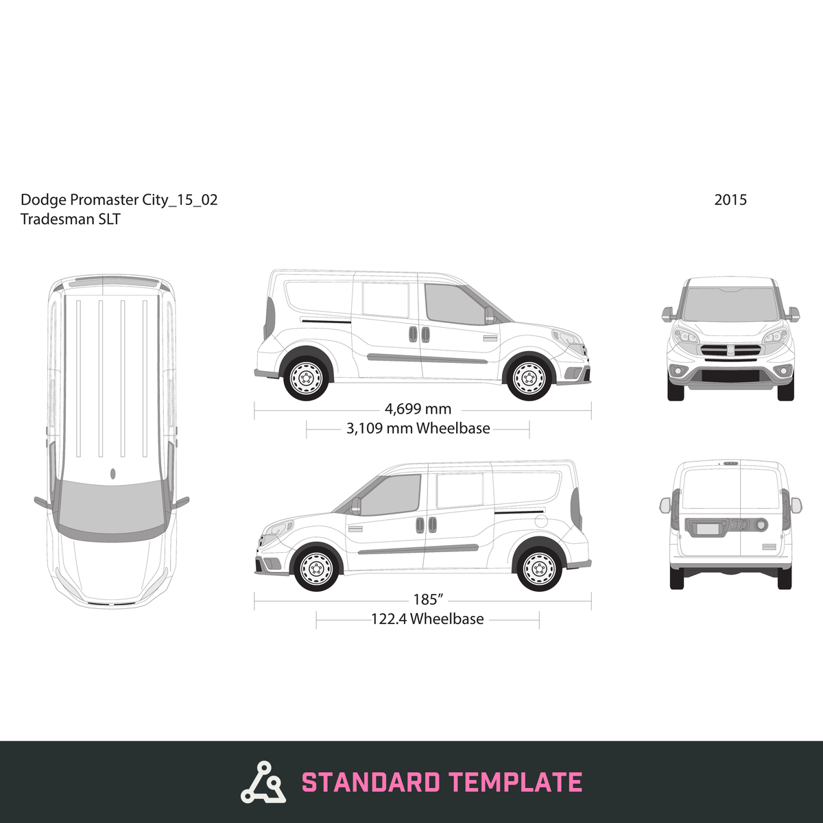 2015 Dodge Promaster City vector wrap template V02, Design-Ready PDF - GravBase