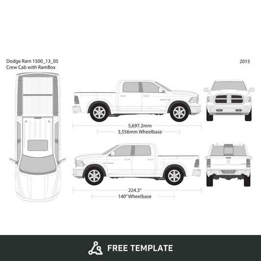 2015 Dodge Ram 1500 free vector vehicle wrap template - GravBase