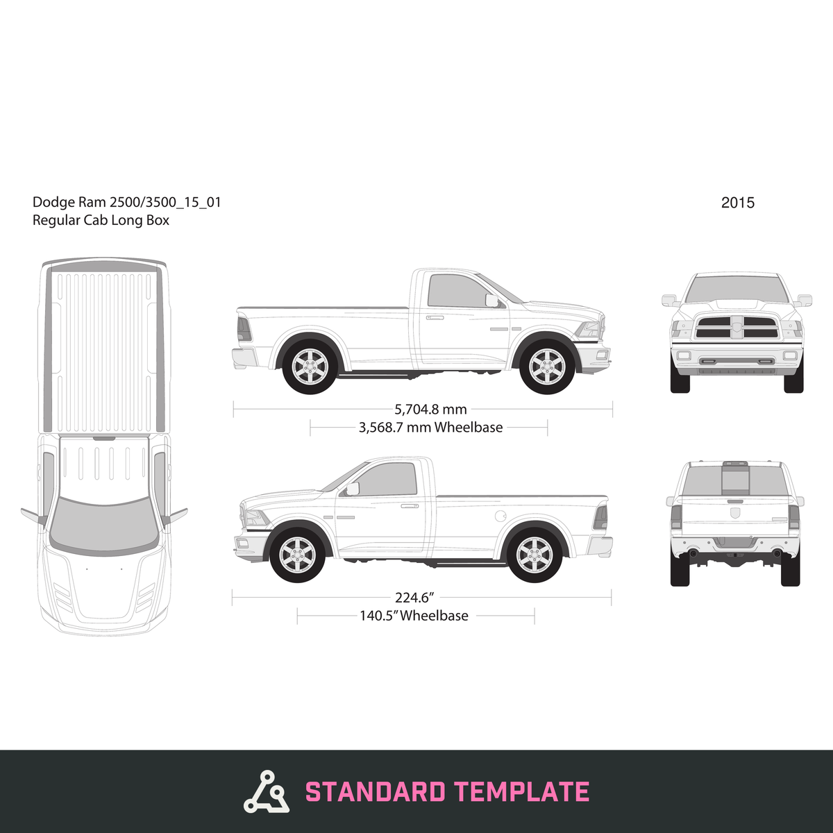 2015 Dodge Ram 2500_3500 vector wrap template V01, Design-Ready PDF - GravBase