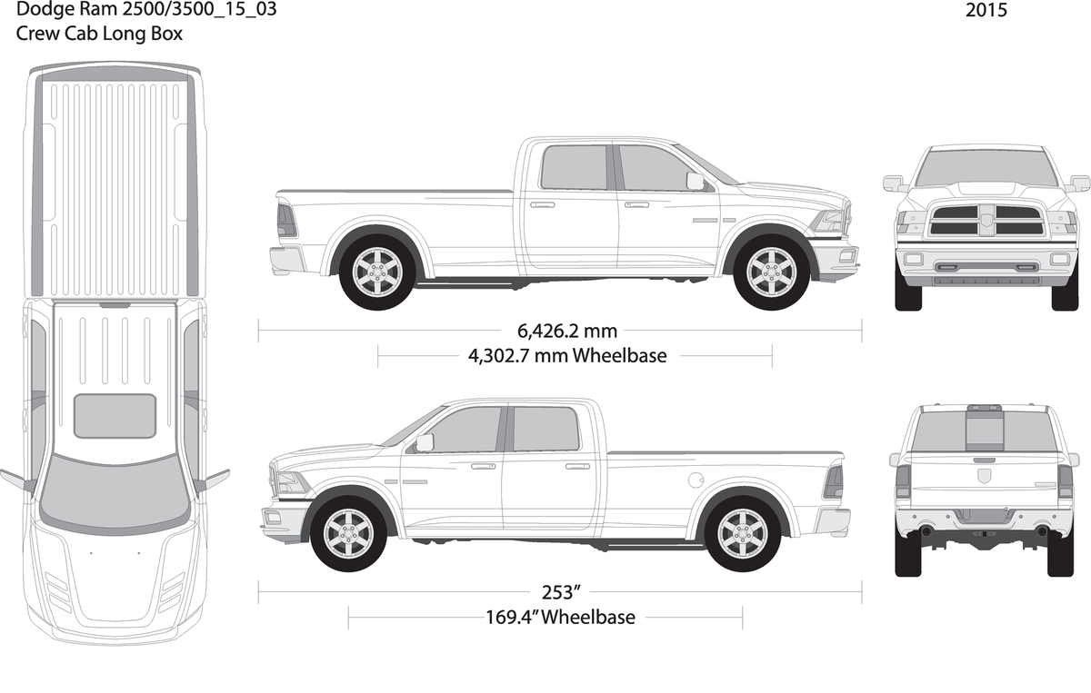 2015 Dodge Ram 2500 3500 V03 Vehicle Wrap Template