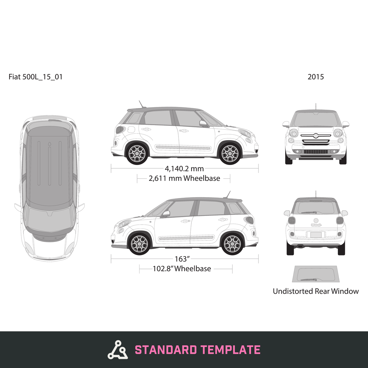 2015 Fiat 500L vector wrap template, Design-Ready PDF - GravBase