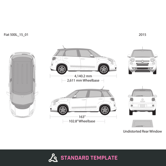 2015 Fiat 500L vector wrap template, Design-Ready PDF - GravBase