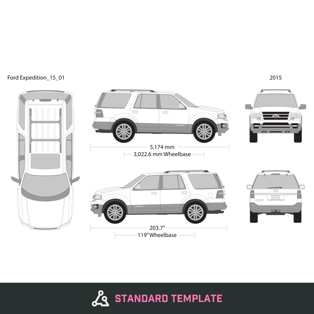 2015 Ford Expedition vector wrap template V01, Design-Ready PDF - GravBase