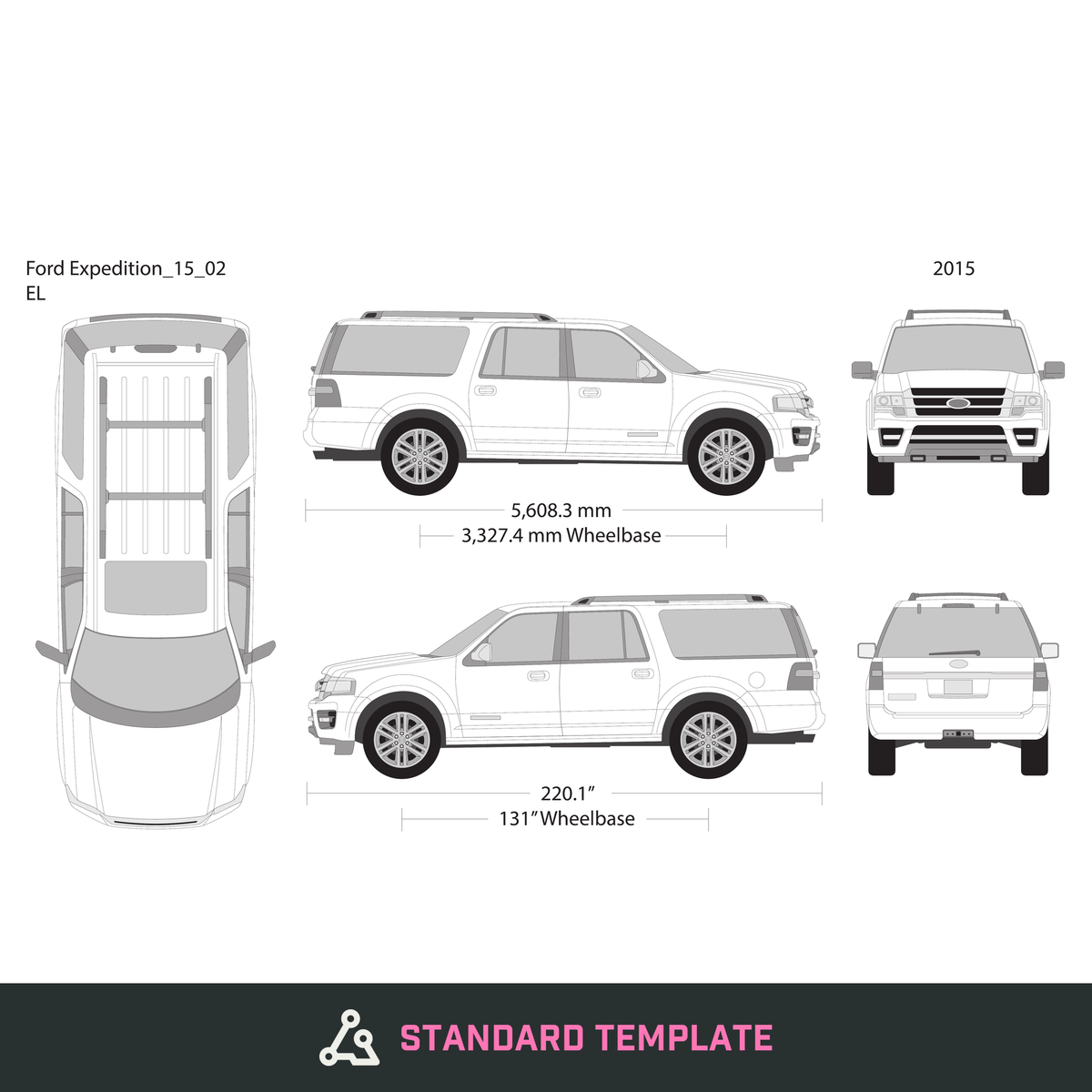 2015 Ford Expedition vector wrap template V02, Design-Ready PDF - GravBase