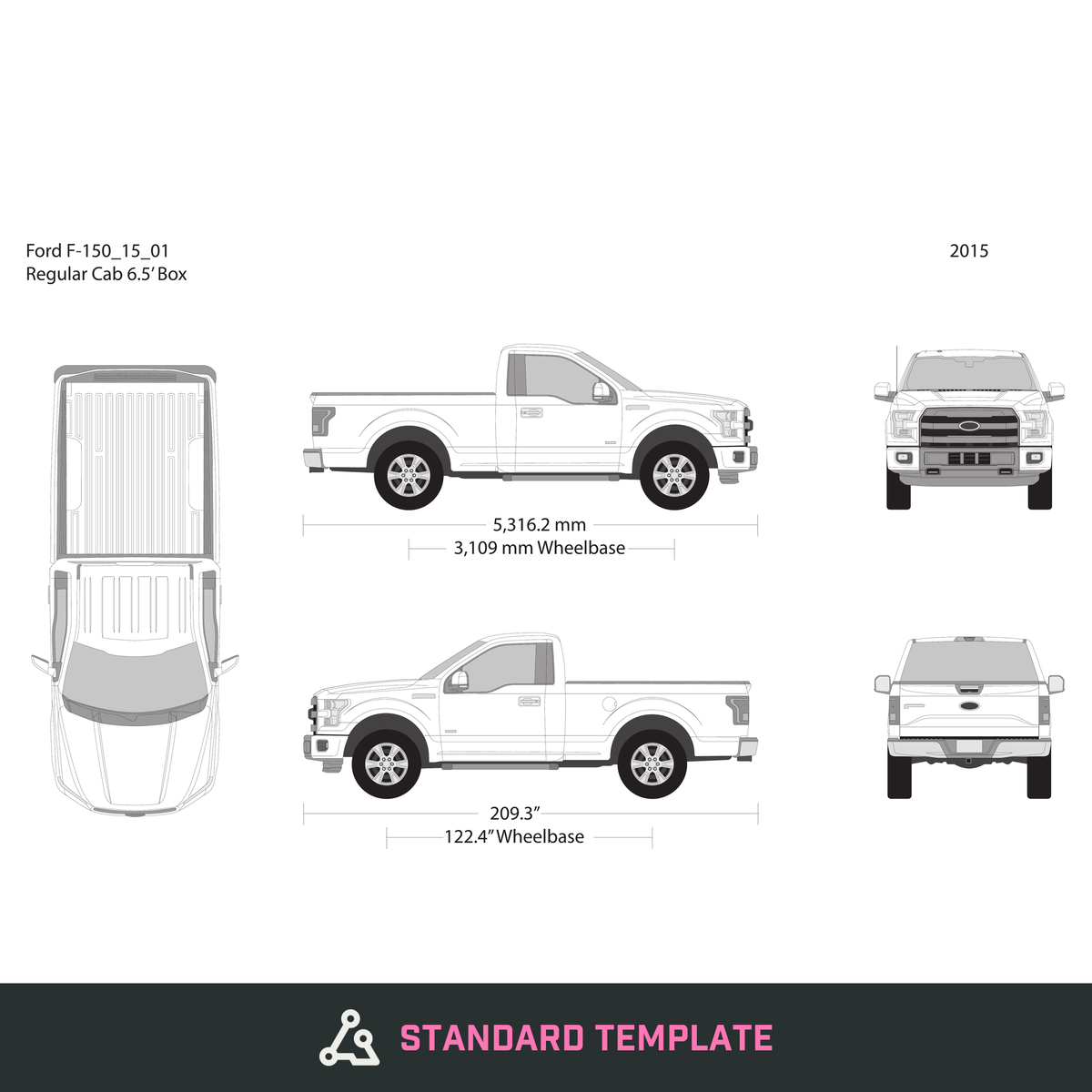 2015 Ford F-150 vector wrap template V01, Design-Ready PDF - GravBase