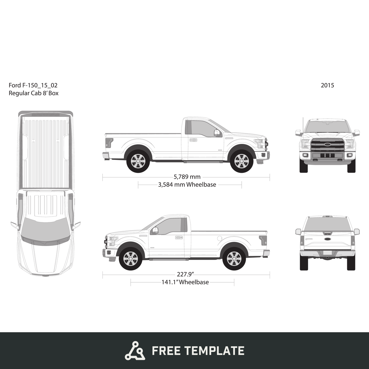 2015 Ford F-150 free vector vehicle wrap template - GravBase
