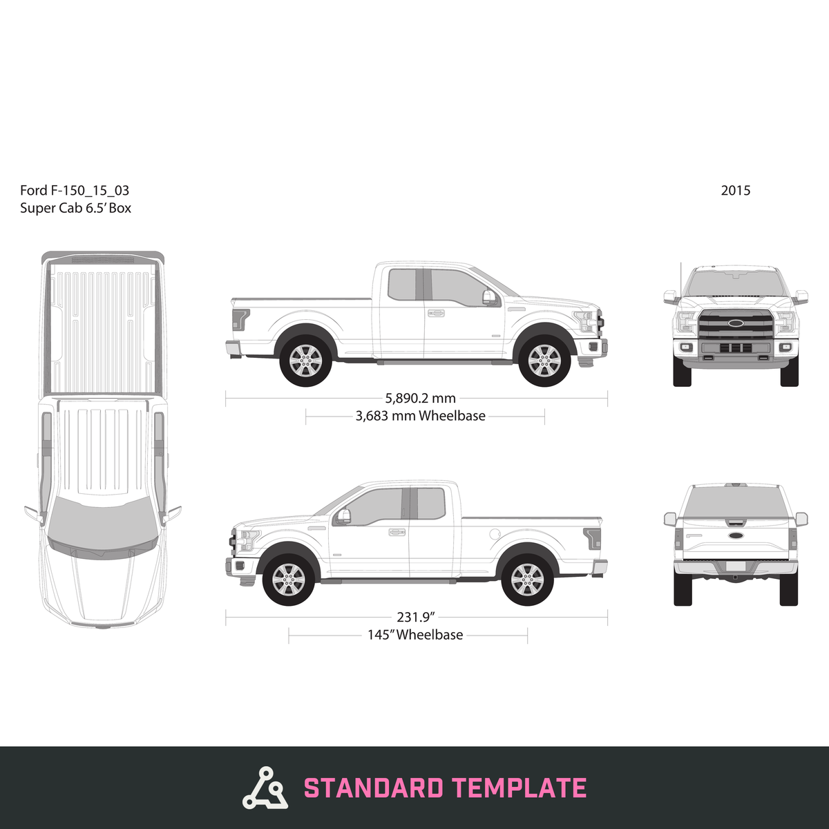 2015 Ford F-150 vector wrap template V03, Design-Ready PDF - GravBase