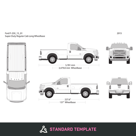 2015 Ford F-250 vector wrap template V01, Design-Ready PDF - GravBase