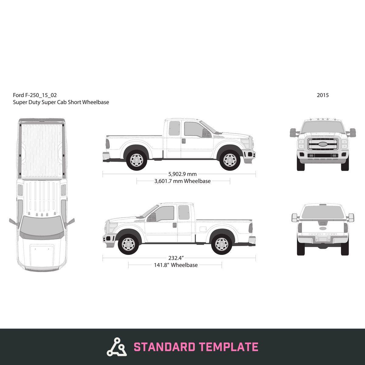 2015 Ford F-250 vector wrap template V02, Design-Ready PDF - GravBase