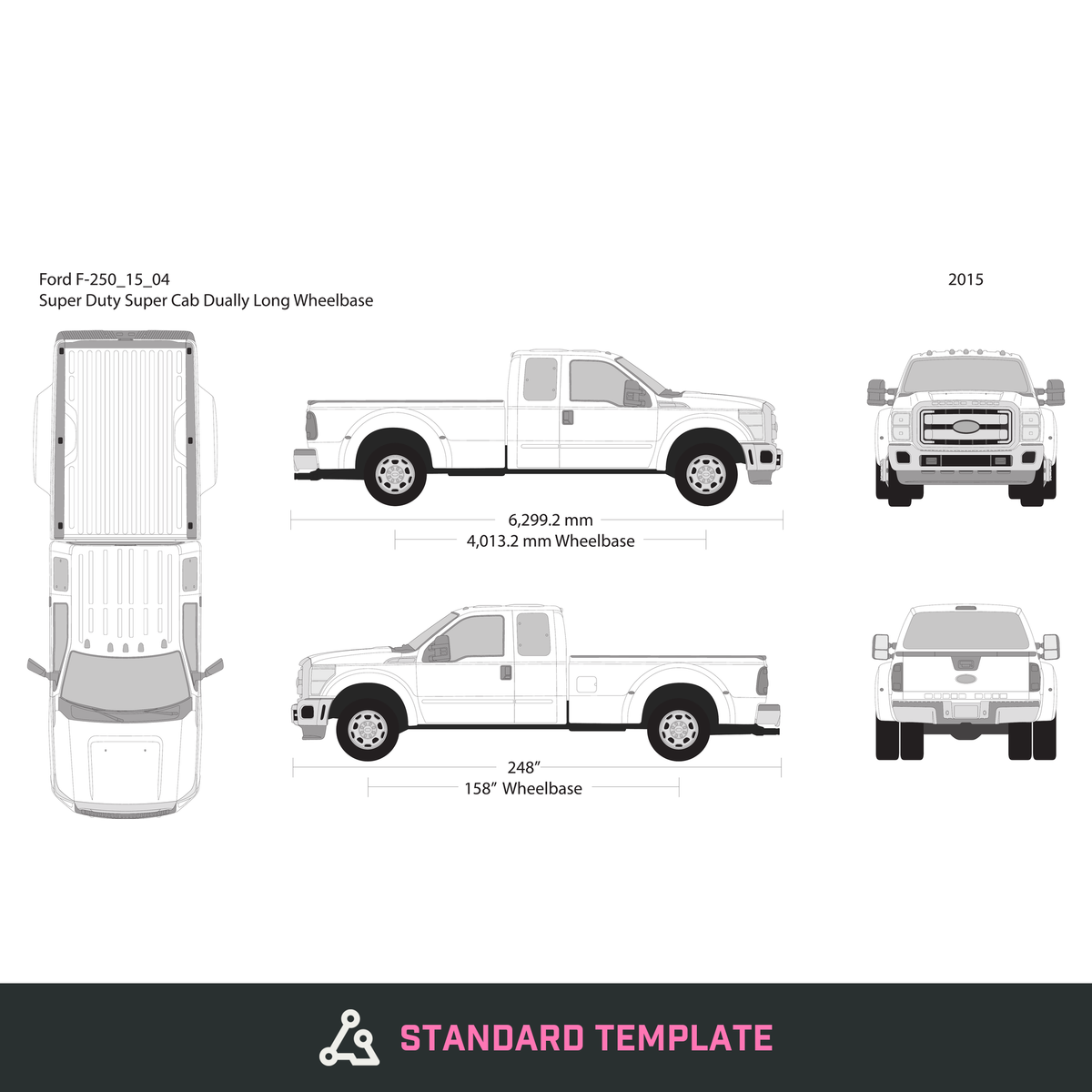 2015 Ford F-250 vector wrap template V04, Design-Ready PDF - GravBase