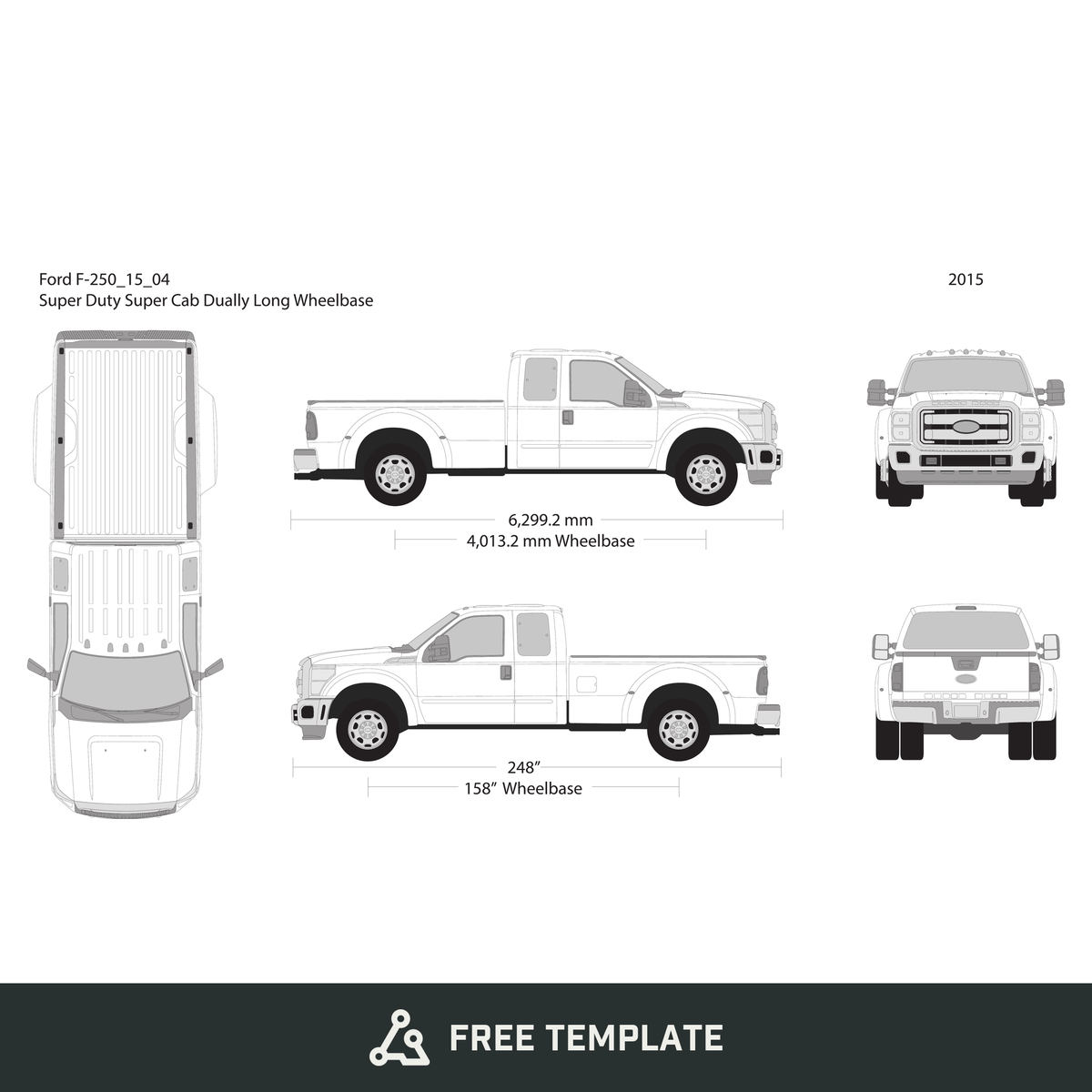 2015 Ford F-250 free vector vehicle wrap template - GravBase