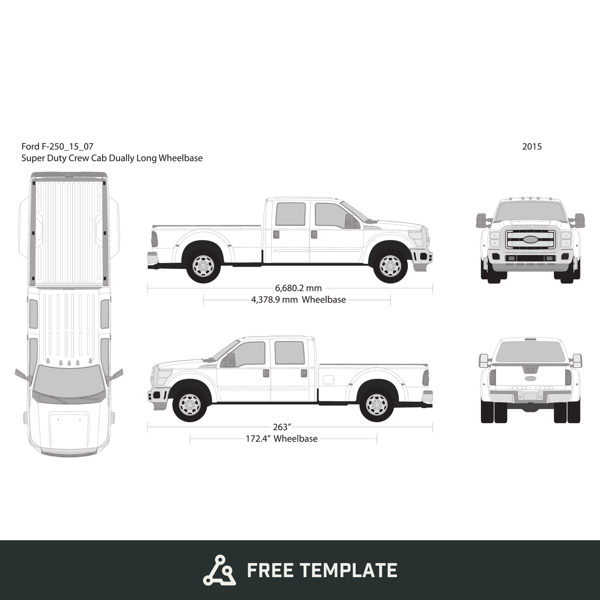 2015 Ford F-250 free vector vehicle wrap template - GravBase