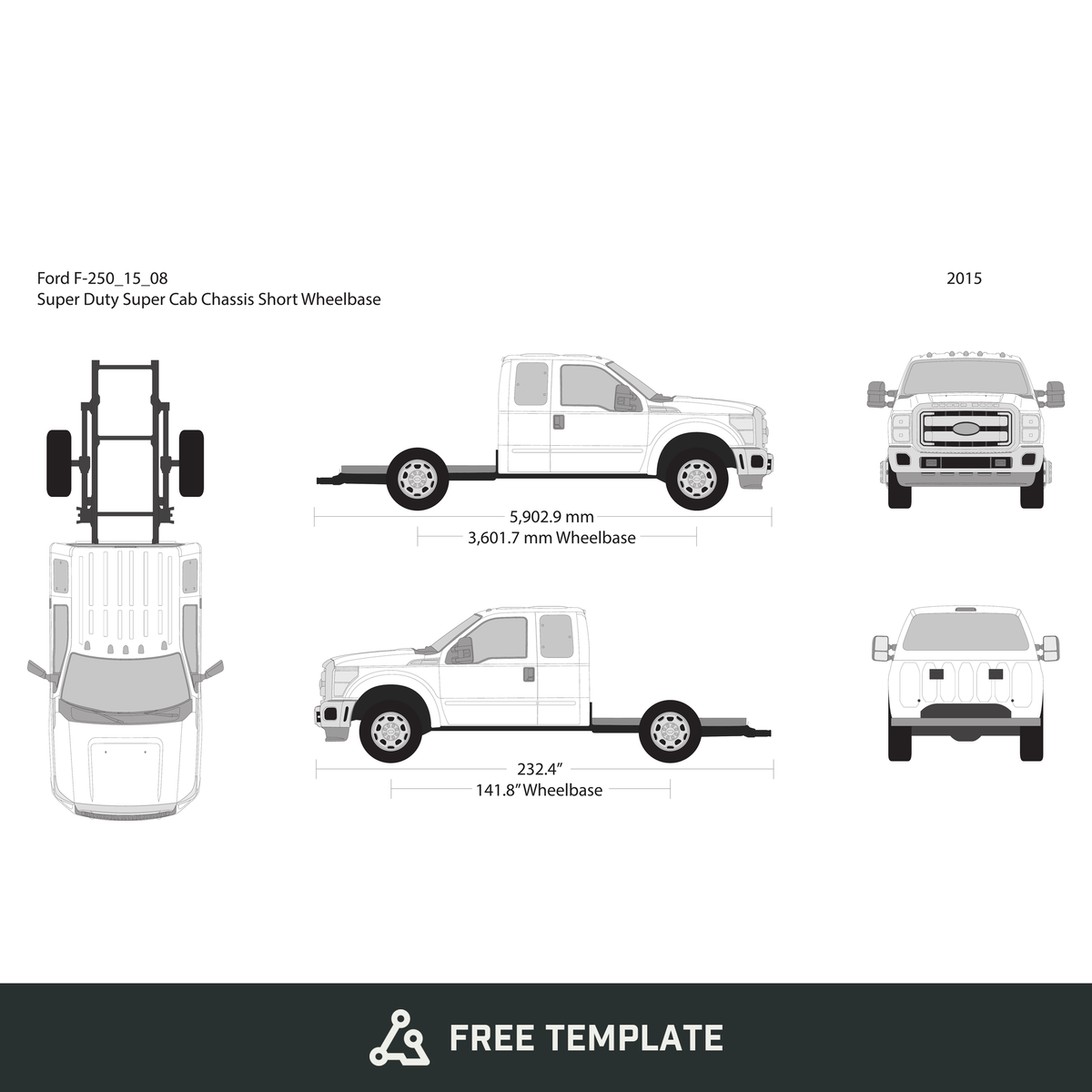2015 Ford F-250 free vector vehicle wrap template - GravBase
