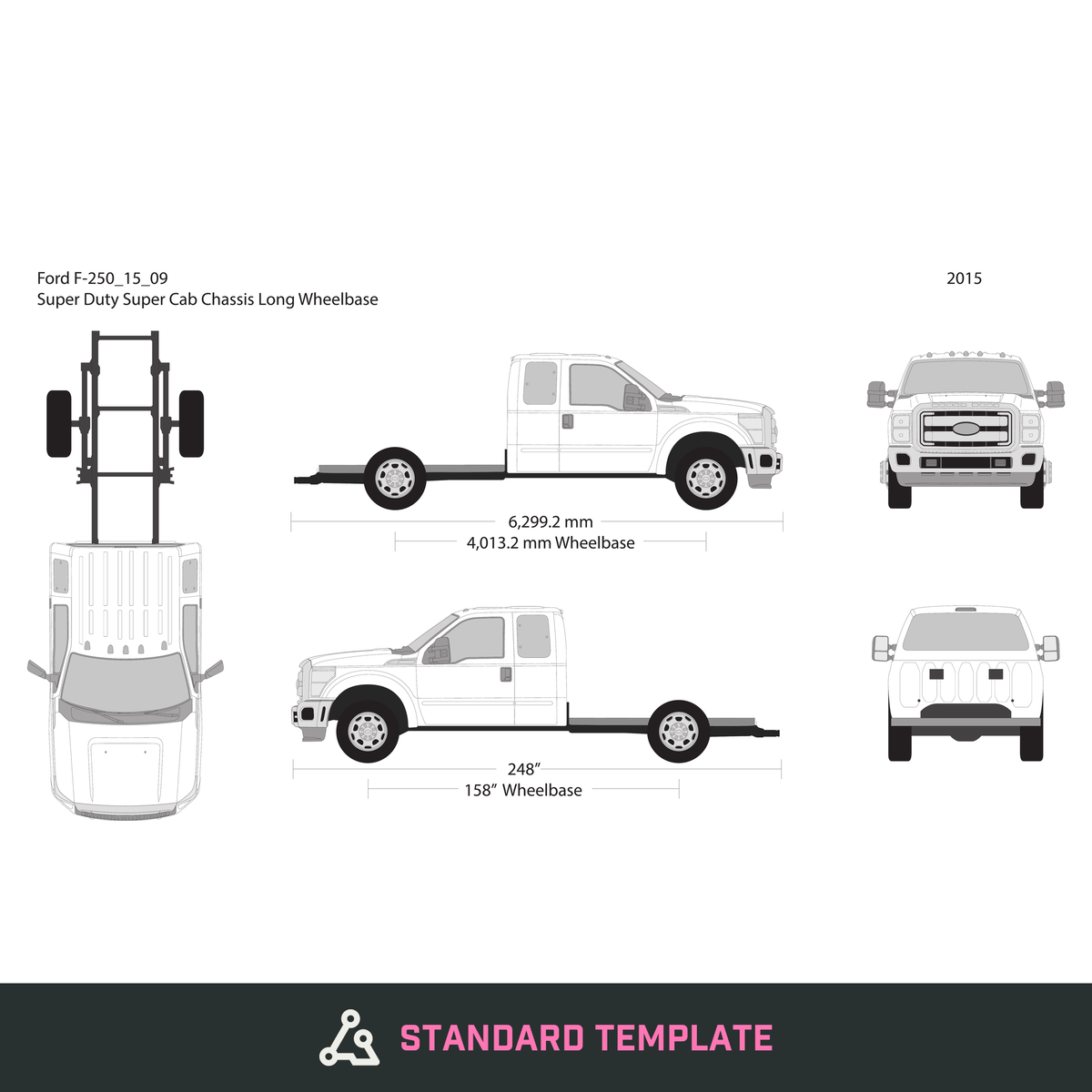 2015 Ford F-250 vector wrap template V09, Design-Ready PDF - GravBase