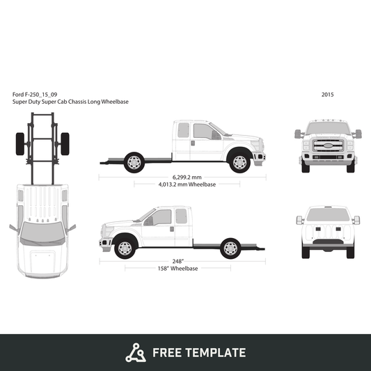 2015 Ford F-250 free vector vehicle wrap template - GravBase