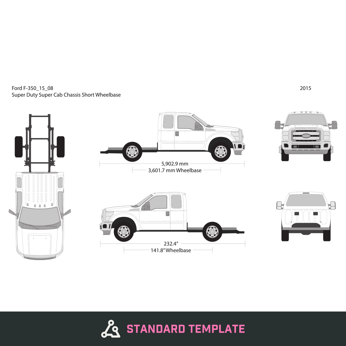 2015 Ford F-350 vector wrap template V08, Design-Ready PDF - GravBase