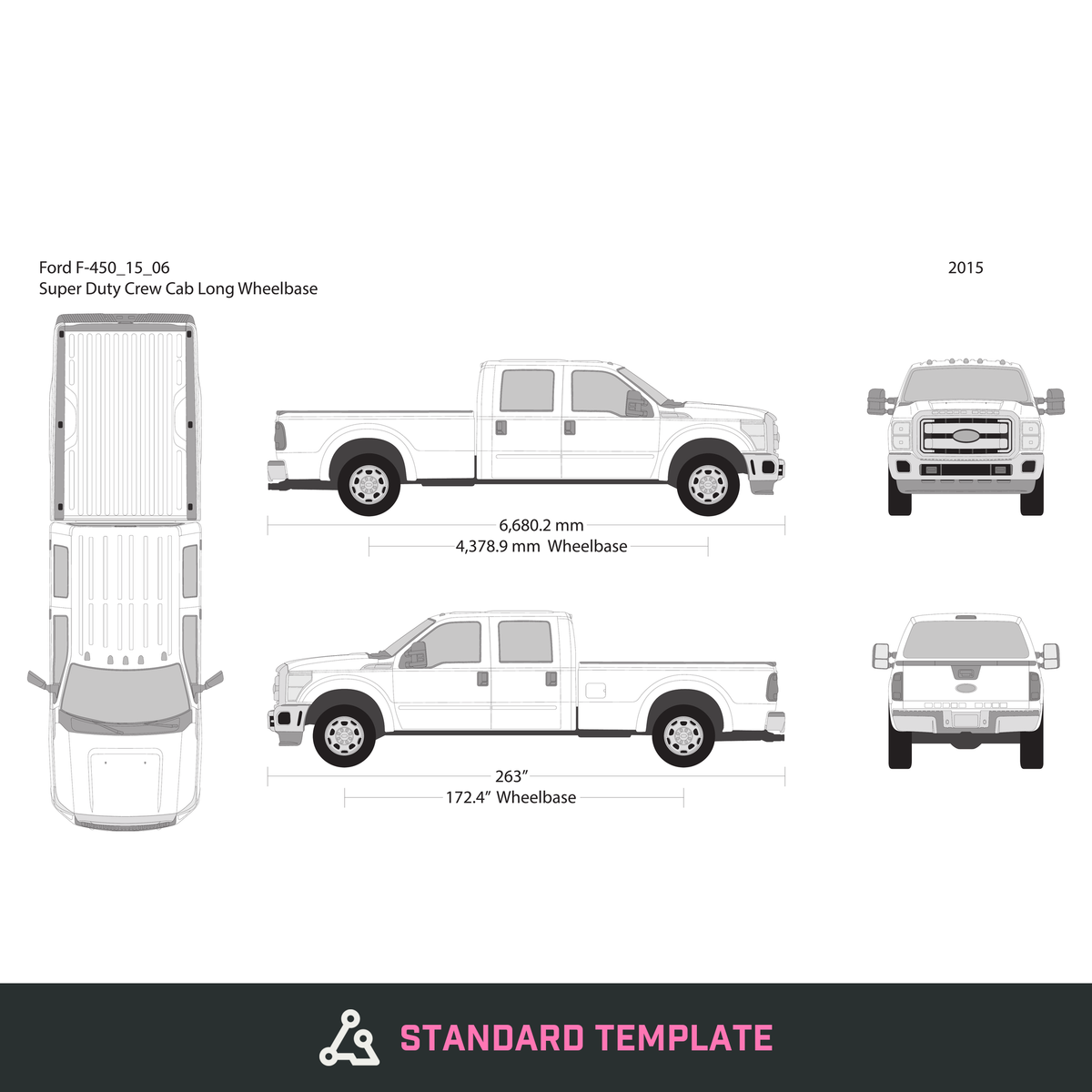 2015 Ford F-450 vector wrap template V06, Design-Ready PDF - GravBase