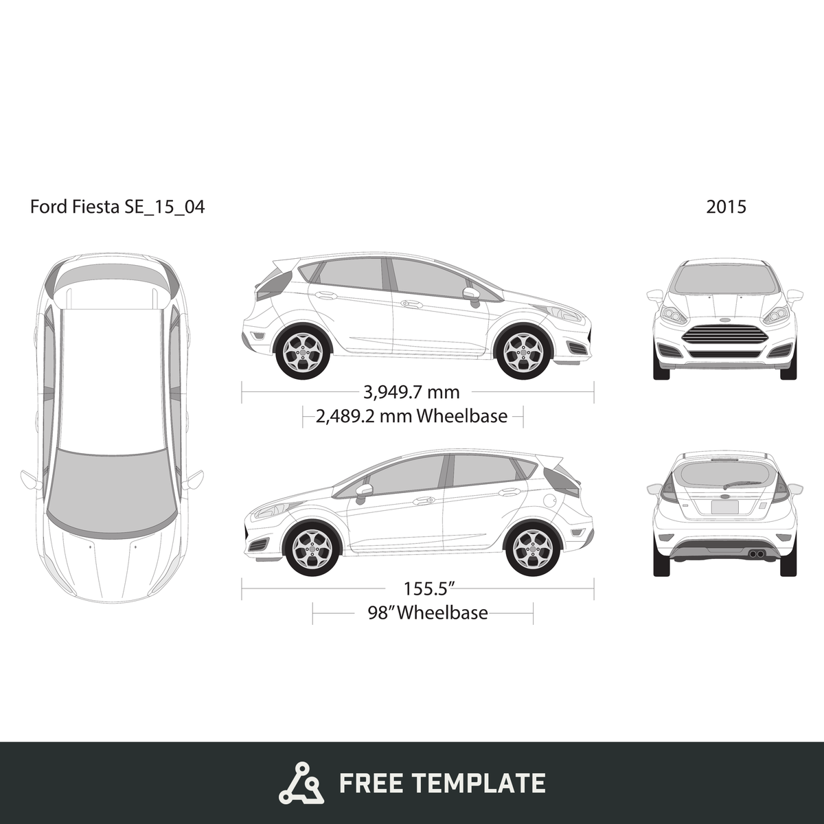 2015 Ford Fiesta free vector vehicle wrap template - GravBase