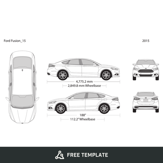 2015 Ford Fusion free vector vehicle wrap template - GravBase