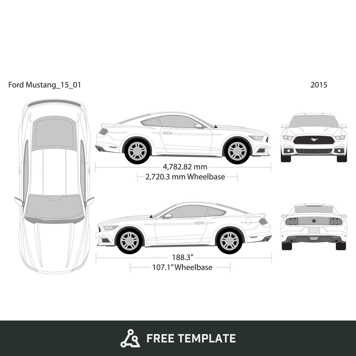 2015 Ford Mustang free vector vehicle wrap template - GravBase