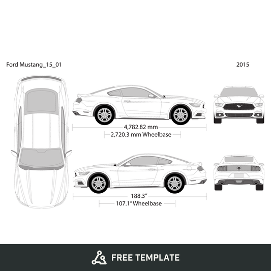 2015 Ford Mustang free vector vehicle wrap template - GravBase