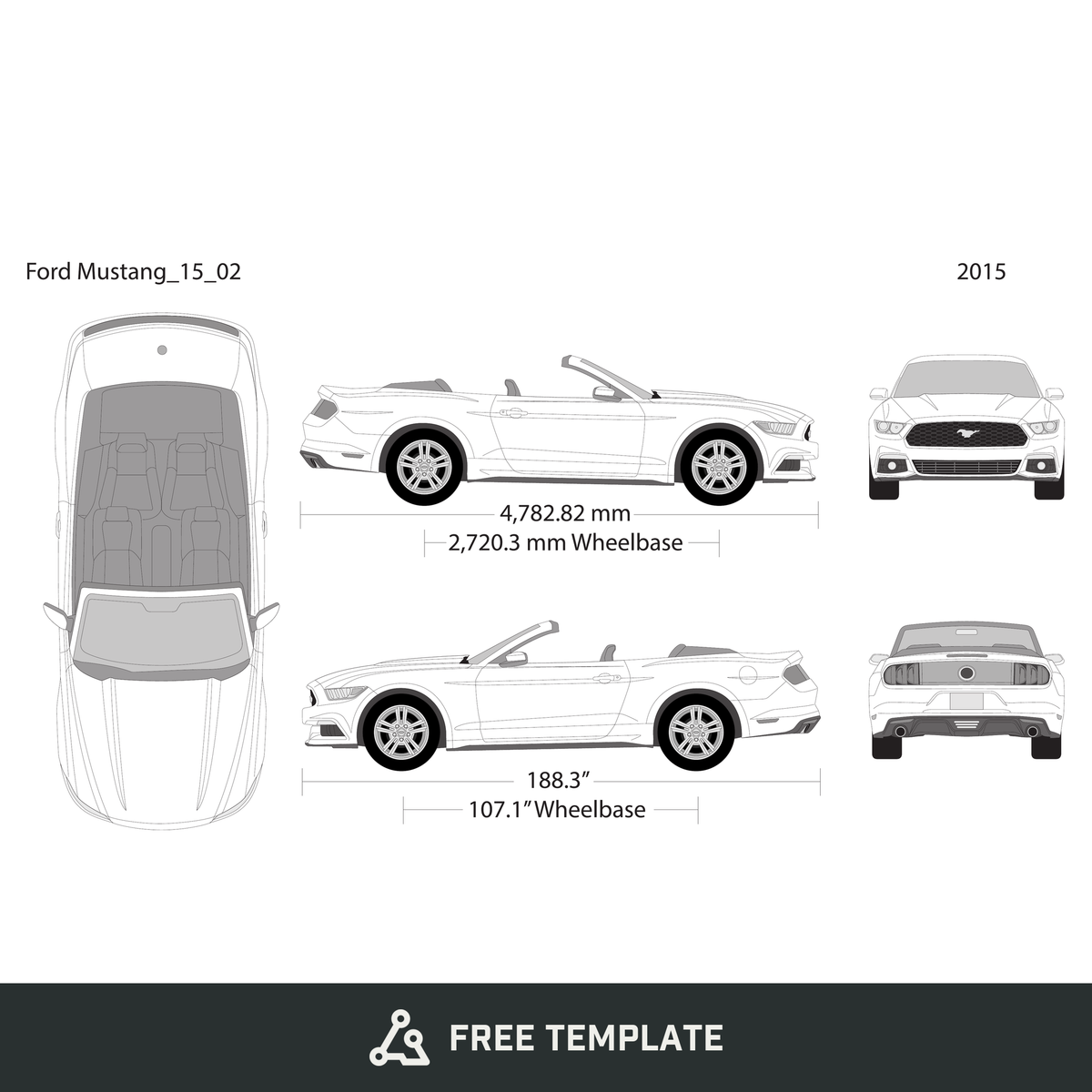 2015 Ford Mustang free vector vehicle wrap template - GravBase